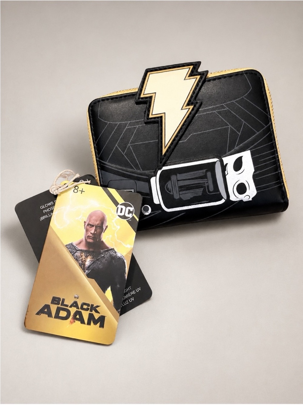 DC Comics x Lounge-Fly  Black Adam Glow-in-the-Dark Zip Around Wallet NWTS